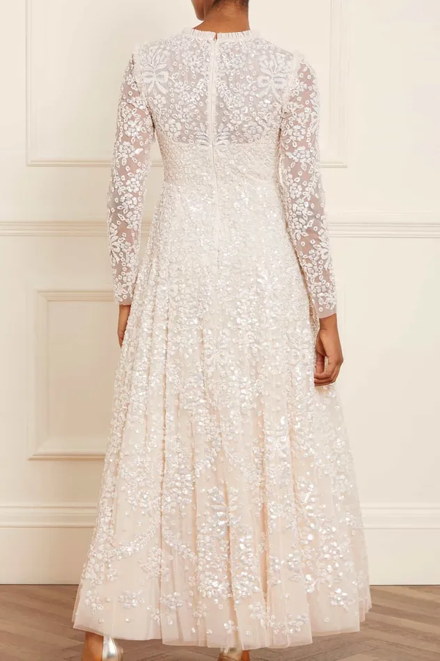 Needle and Thread Victorian Wreath Gloss Long Sleeve Gown Champagne Women Evening Dresses