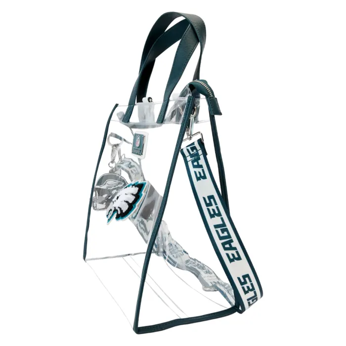 NFL Philadelphia Eagles Clear Convertible Backpack and Tote Bag Unisex Loungefly Backpacks
