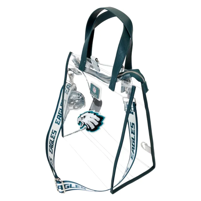 NFL Philadelphia Eagles Clear Convertible Backpack and Tote Bag Unisex Loungefly Backpacks