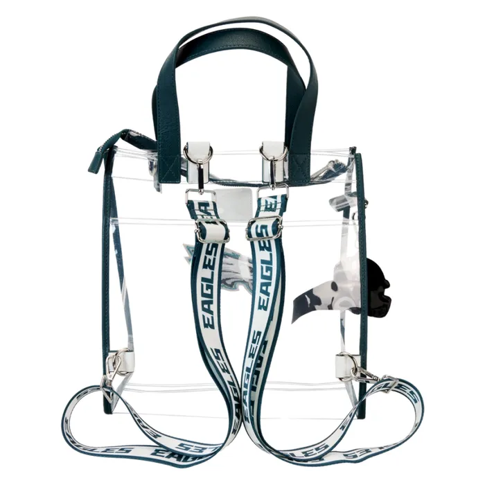 NFL Philadelphia Eagles Clear Convertible Backpack and Tote Bag Unisex Loungefly Backpacks