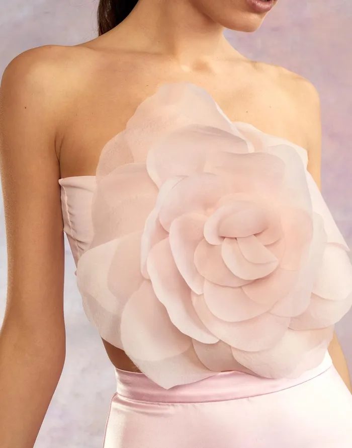 Organza Flower Bandeau Top 8211 Pink Women Cynthia Rowley Tops