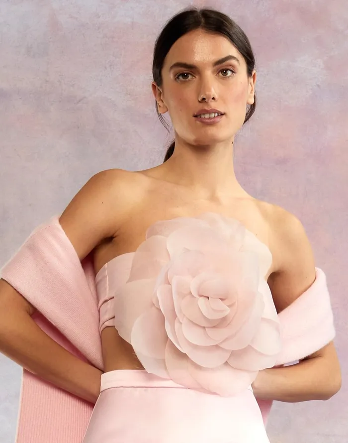 Organza Flower Bandeau Top 8211 Pink Women Cynthia Rowley Tops