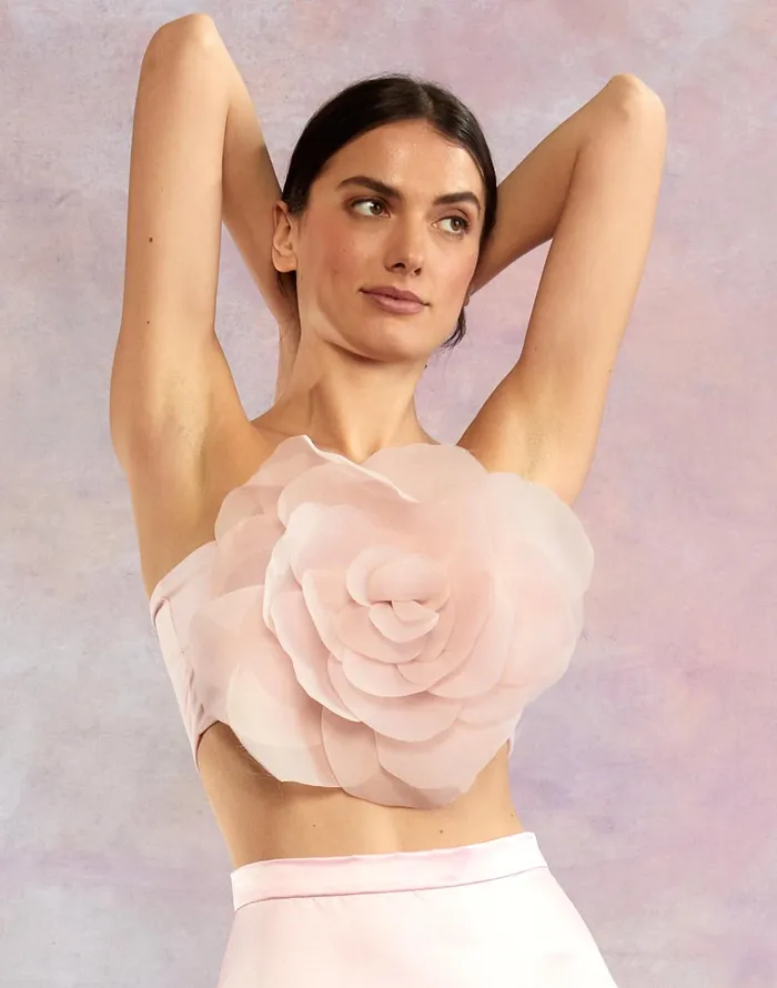 Organza Flower Bandeau Top 8211 Pink Women Cynthia Rowley Tops