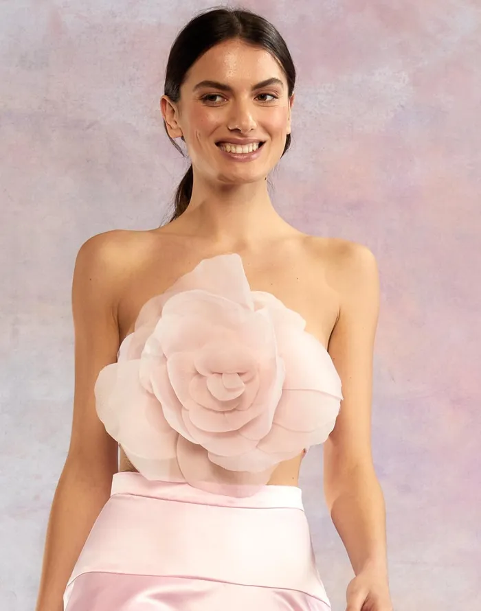 Organza Flower Bandeau Top 8211 Pink Women Cynthia Rowley Tops