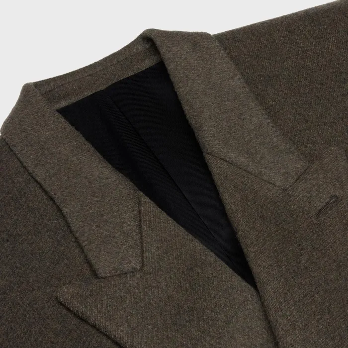 Overcoat In Double Face Cashmere Khaki Melange Women CELINE COATS