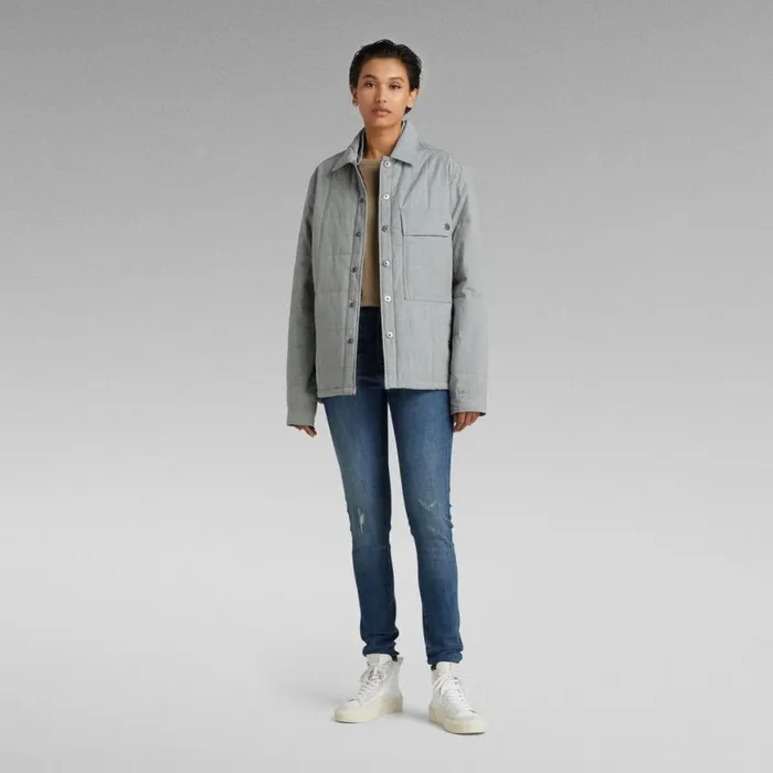 Overshirts Women GStar RAW Unisex Postino Quilted Overshirt Correct Winter Grey Heather