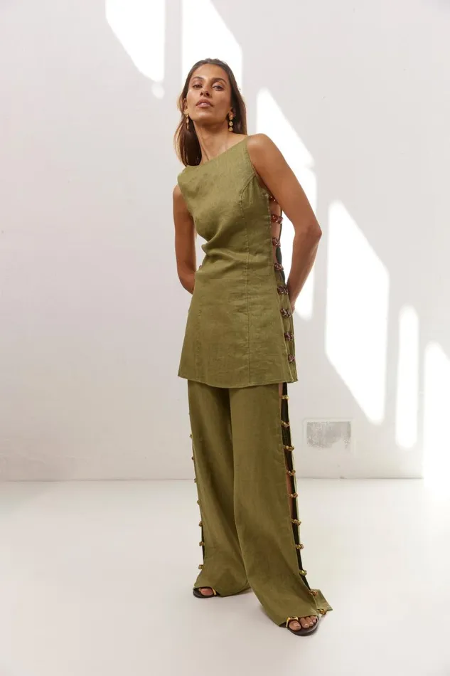 Pants Women VRG GRL Tia Linen Pants Olive Pants Women VRG GRL Tia Linen Pants Olive