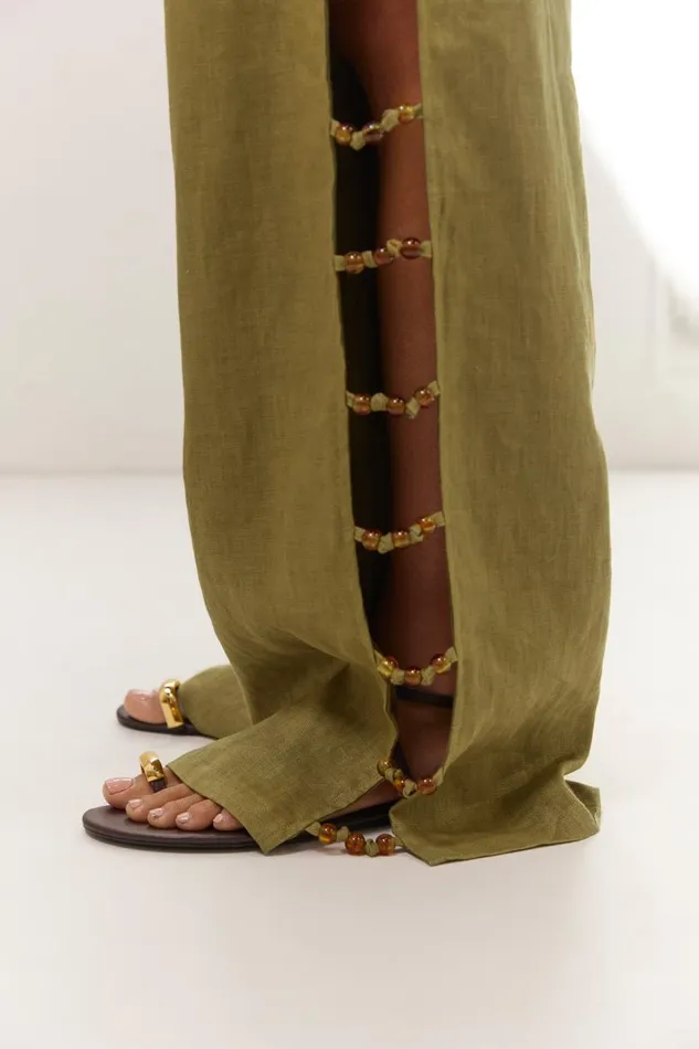 Pants Women VRG GRL Tia Linen Pants Olive Pants Women VRG GRL Tia Linen Pants Olive