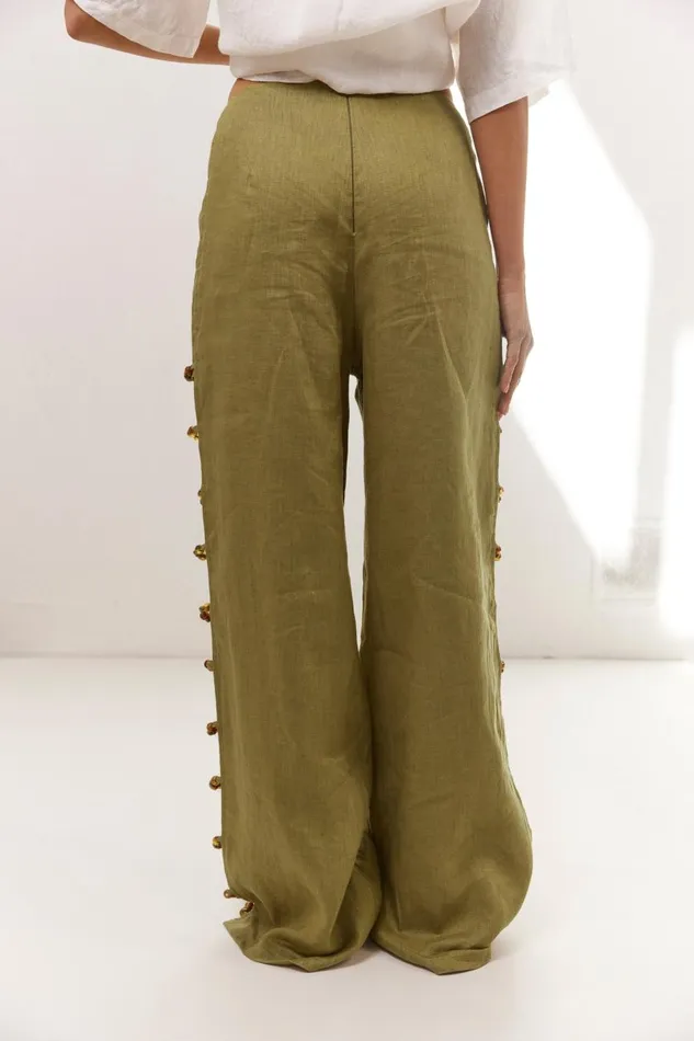 Pants Women VRG GRL Tia Linen Pants Olive Pants Women VRG GRL Tia Linen Pants Olive