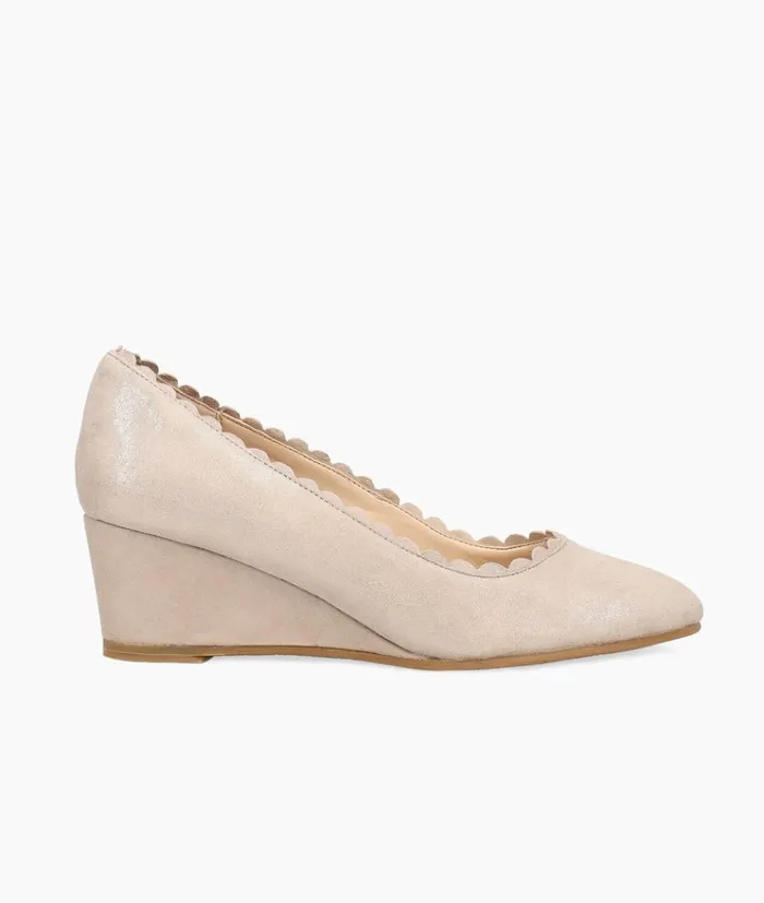 Pelle Moda Kizmet Wedge 8211 Taupe Dark Taupe Shimmer Suede Women Wedges