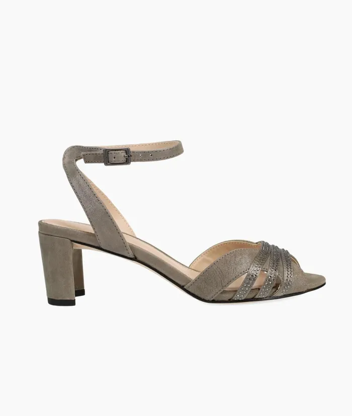 Pelle Moda Mindi Low Heel 8211 Pewter Pewter SatinShimmer Suede Women Low Heels