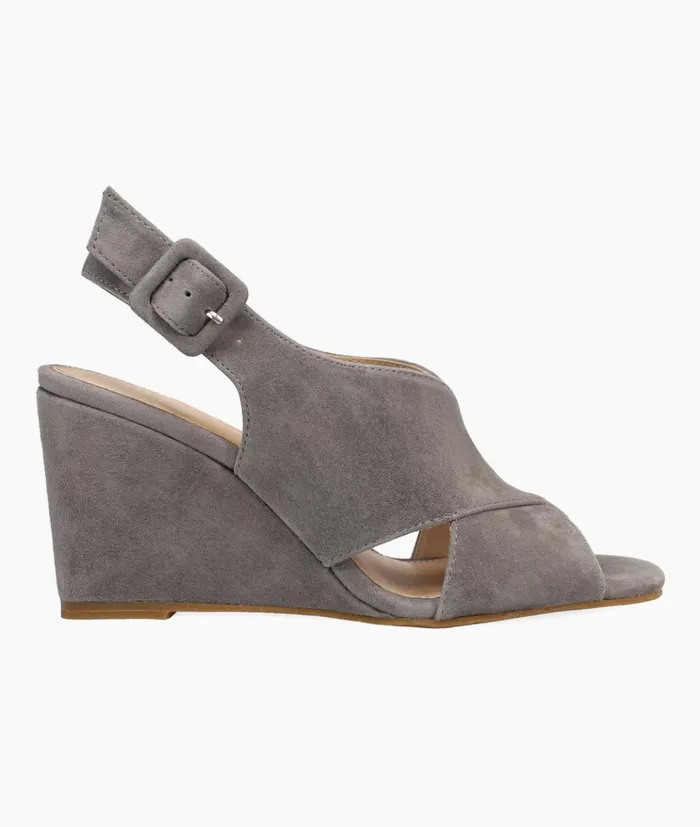 Pelle Moda Rina Wedge 8211 Steel Steel Kid Suede Women Wedges