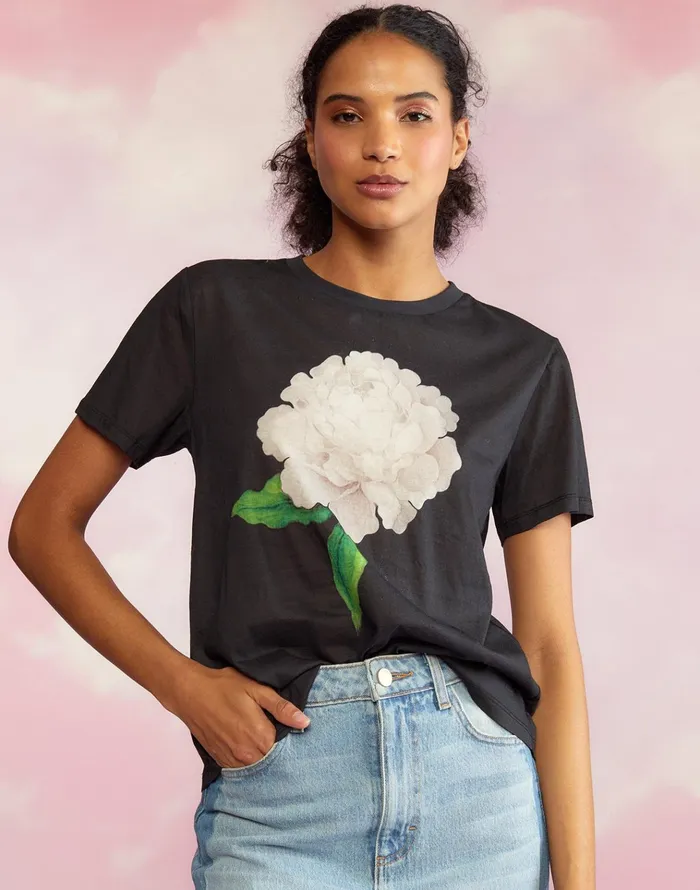Printed TShirt 8211 Blkwt Women Cynthia Rowley Tops