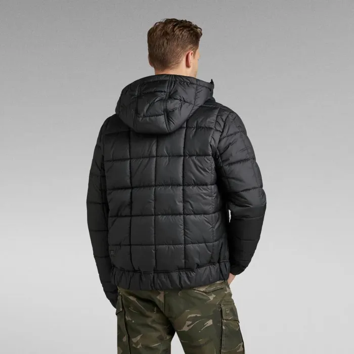 Puffer Jackets Men GStar RAW Meefic Square Quilted Hooded Jacket Dark Black
