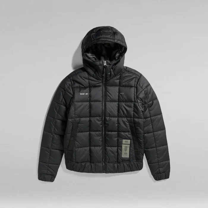 Puffer Jackets Men GStar RAW Meefic Square Quilted Hooded Jacket Dark Black