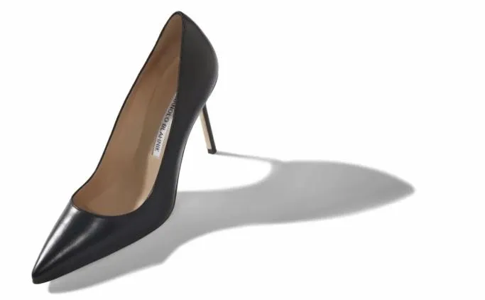 Pumps Women Manolo Blahnik BB CALF 90Black Calf Leather Pointed Toe Pumps