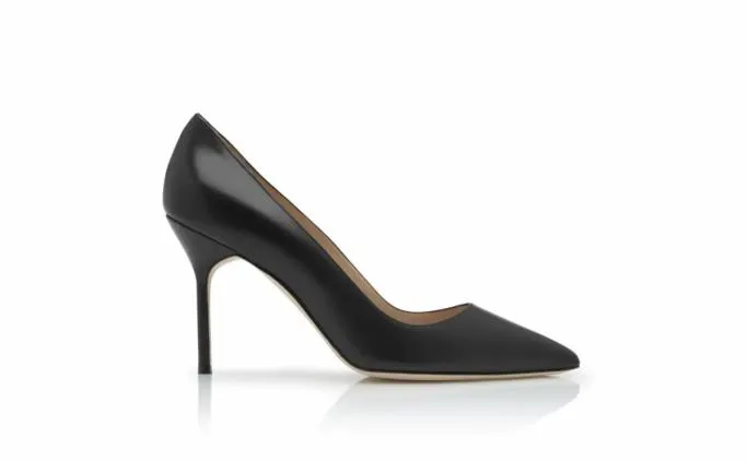 Pumps Women Manolo Blahnik BB CALF 90Black Calf Leather Pointed Toe Pumps Pumps Women Manolo Blahnik BB CALF 90Black Calf Leather Pointed Toe Pumps
