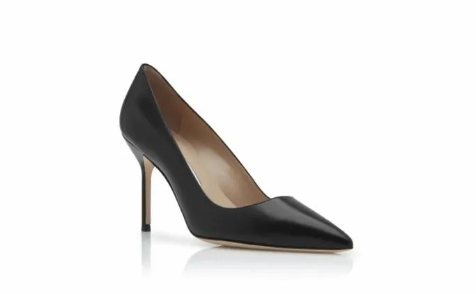 Pumps Women Manolo Blahnik BB CALF 90Black Calf Leather Pointed Toe Pumps Pumps Women Manolo Blahnik BB CALF 90Black Calf Leather Pointed Toe Pumps