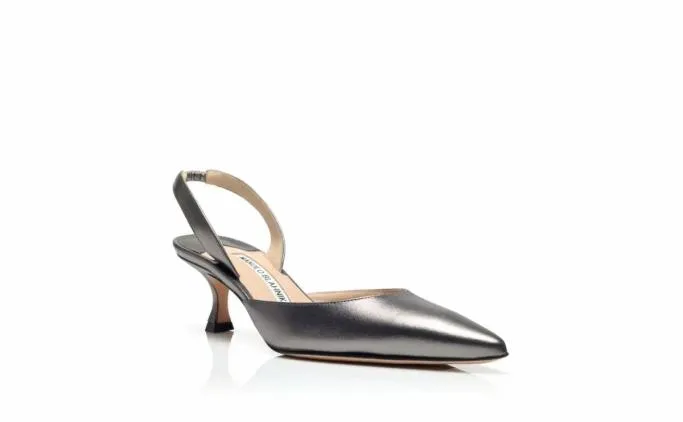 Pumps Women Manolo Blahnik CAROLYNE 50Silver Nappa Leather Slingback Pumps Pumps Women Manolo Blahnik CAROLYNE 50Silver Nappa Leather Slingback Pumps