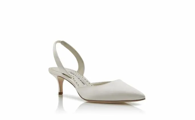 Pumps Women Manolo Blahnik CAROLYNE BRIDEWhite Satin Slingback Pumps Pumps Women Manolo Blahnik CAROLYNE BRIDEWhite Satin Slingback Pumps