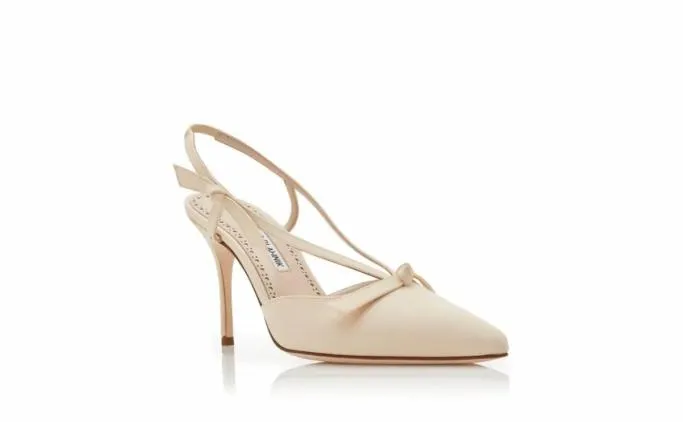 Pumps Women Manolo Blahnik CORINTIADark Cream Crepe De Chine Slingback Mules Pumps Women Manolo Blahnik CORINTIADark Cream Crepe De Chine Slingback Mules