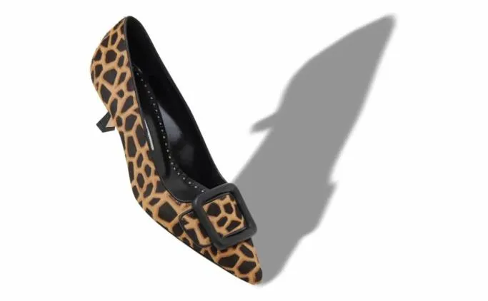 Pumps Women Manolo Blahnik MAYSALEPUMP 50Brown And Black Calf Hair Animal Print Pumps