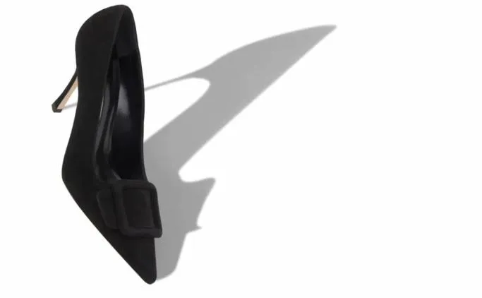 Pumps Women Manolo Blahnik MAYSALEPUMP 90Jet Black Suede Buckle Detail Pumps