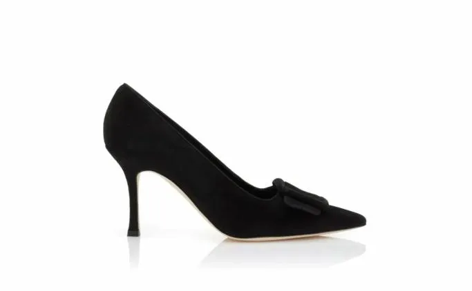 Pumps Women Manolo Blahnik MAYSALEPUMP 90Jet Black Suede Buckle Detail Pumps Pumps Women Manolo Blahnik MAYSALEPUMP 90Jet Black Suede Buckle Detail Pumps