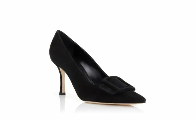 Pumps Women Manolo Blahnik MAYSALEPUMP 90Jet Black Suede Buckle Detail Pumps Pumps Women Manolo Blahnik MAYSALEPUMP 90Jet Black Suede Buckle Detail Pumps