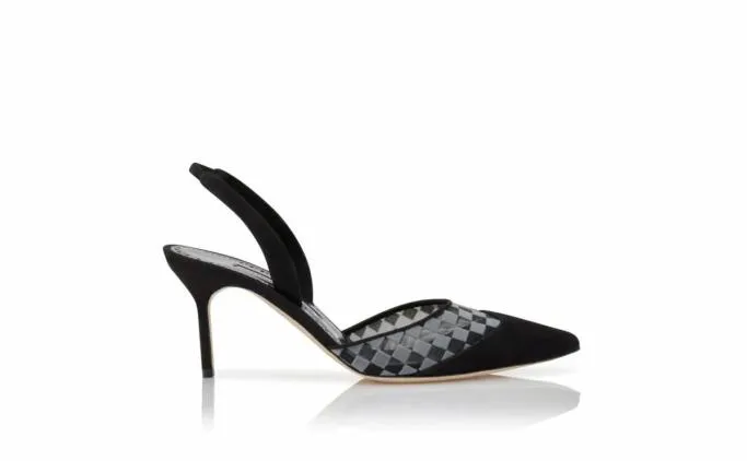 Pumps Women Manolo Blahnik MINGOSLIBlack Mesh Checkered Slingback Mules Pumps Women Manolo Blahnik MINGOSLIBlack Mesh Checkered Slingback Mules