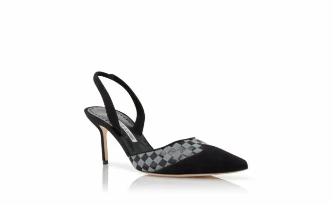 Pumps Women Manolo Blahnik MINGOSLIBlack Mesh Checkered Slingback Mules Pumps Women Manolo Blahnik MINGOSLIBlack Mesh Checkered Slingback Mules
