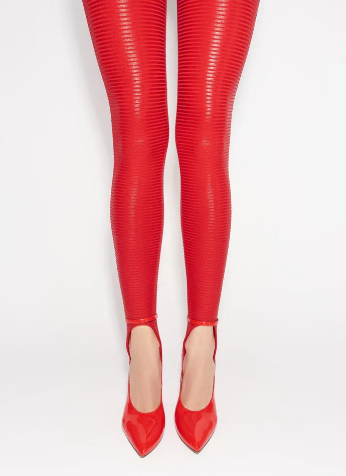 Red COATED LEGGING Women Alaa Bodysuits and Leggings