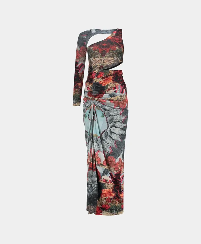 Red Grey Rigomane Dress Women Daily Paper Dresses