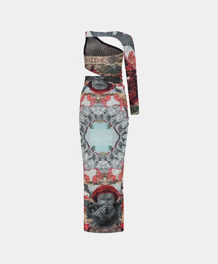 Red Grey Rigomane Dress Women Daily Paper Dresses