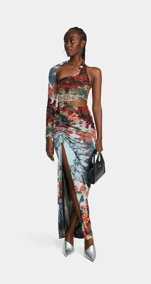 Red Grey Rigomane Dress Women Daily Paper Dresses