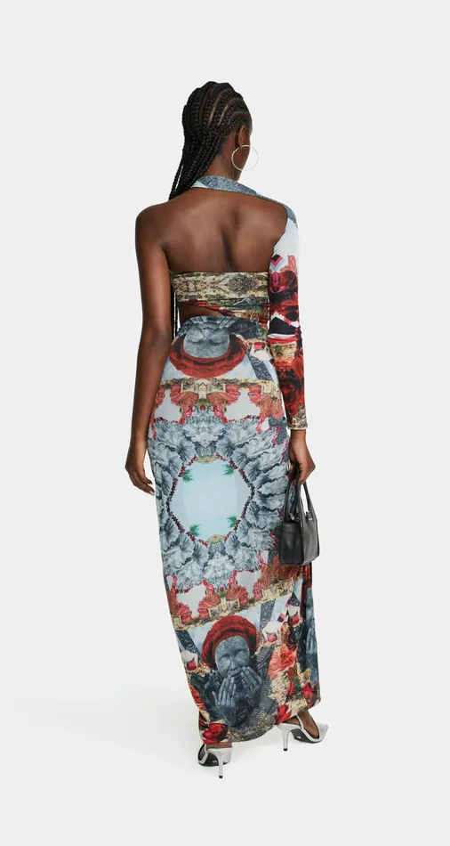 Red Grey Rigomane Dress Women Daily Paper Dresses