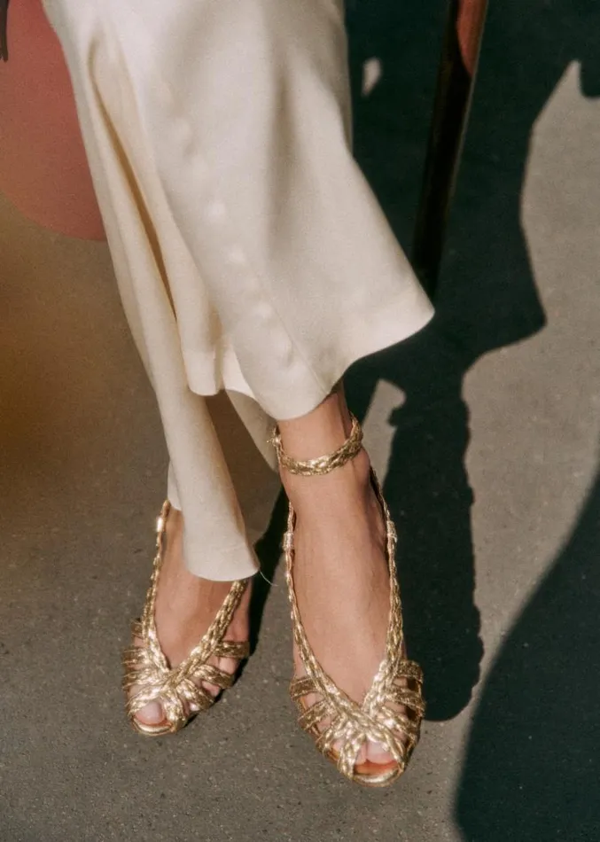 Szane Babies Ballerinas and Pumps Womens Natacha Sandals Smooth Gold Braid