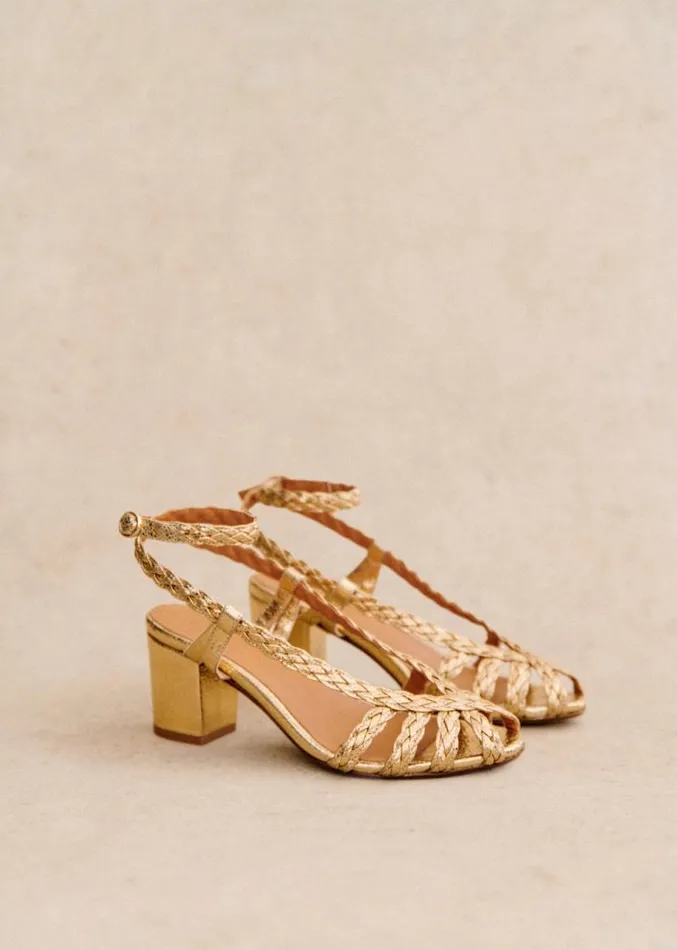 Szane Babies Ballerinas and Pumps Womens Natacha Sandals Smooth Gold Braid