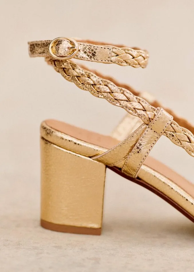 Szane Babies Ballerinas and Pumps Womens Natacha Sandals Smooth Gold Braid