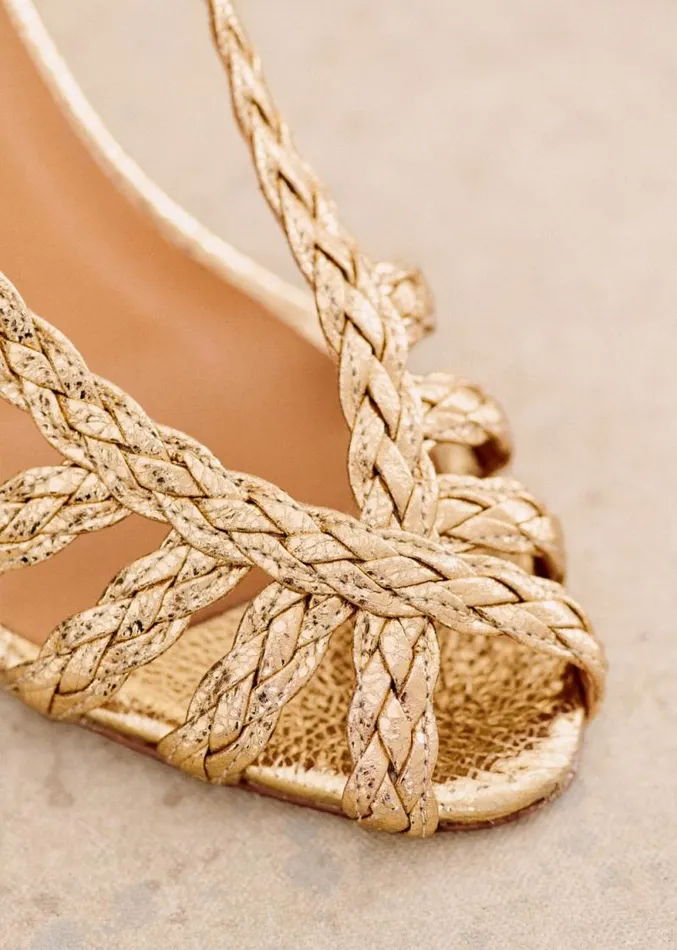 Szane Babies Ballerinas and Pumps Womens Natacha Sandals Smooth Gold Braid