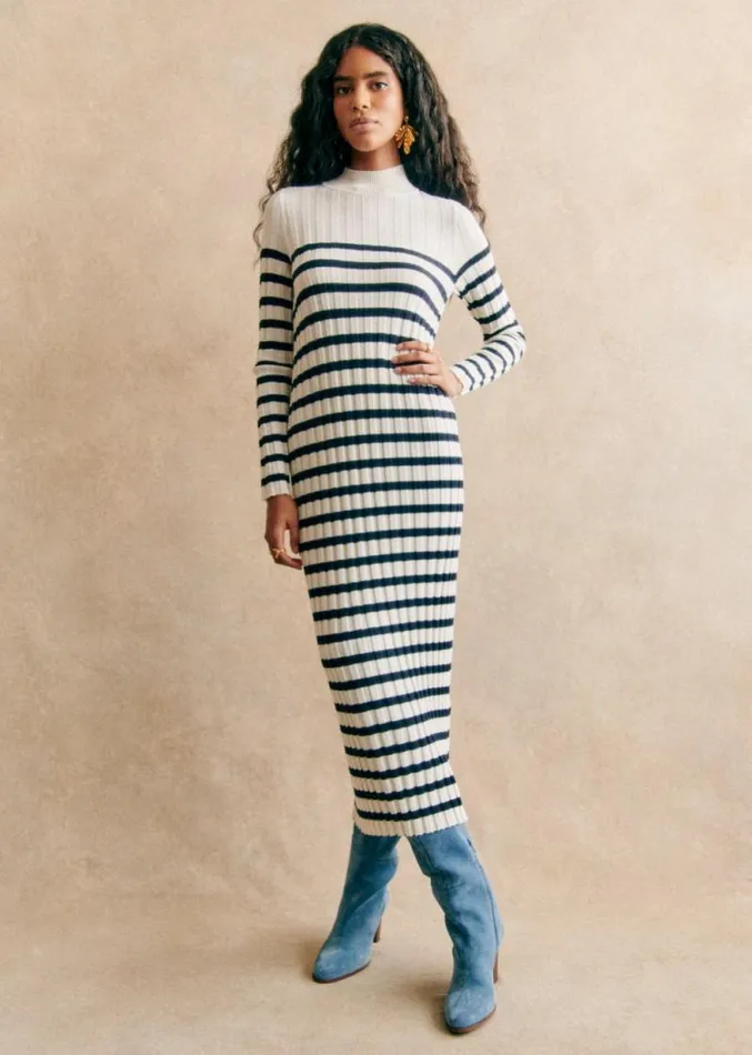 Szane Dresses Womens Katrina Dress Natural Navy