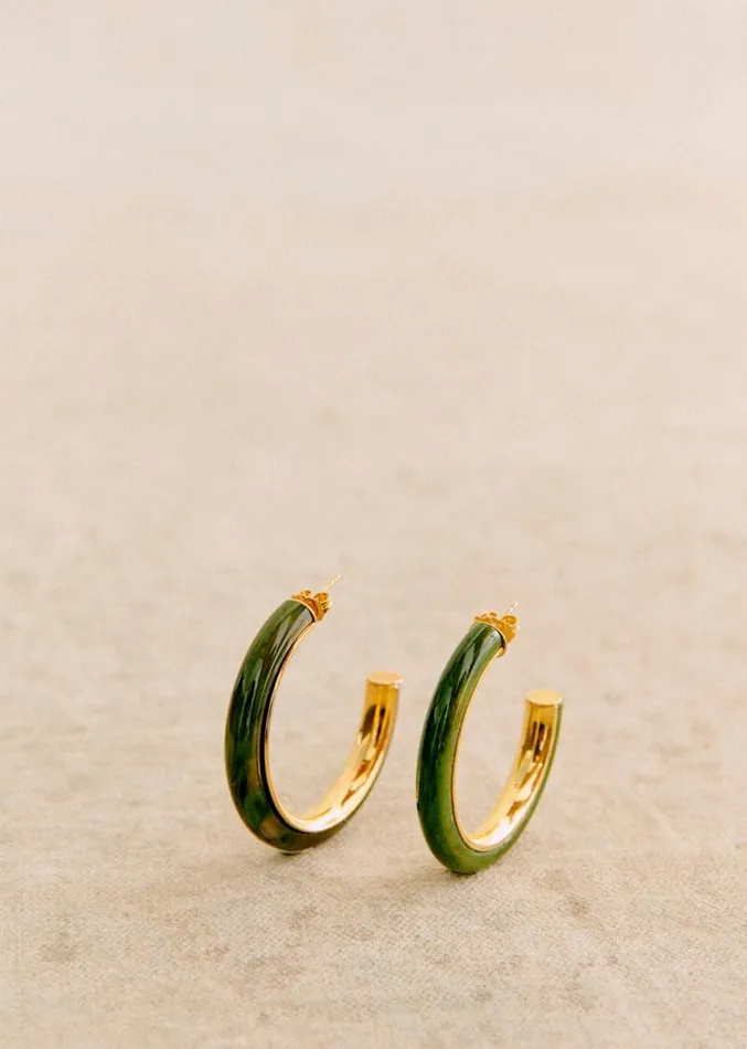 Szane Earrings Womens Cameron Hoops Olive Green