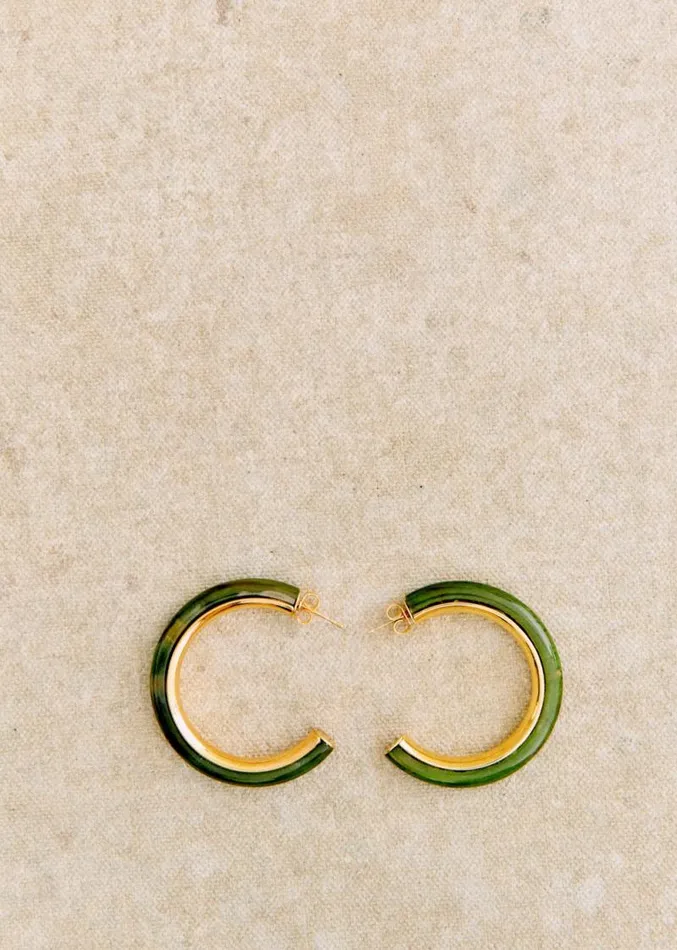 Szane Earrings Womens Cameron Hoops Olive Green