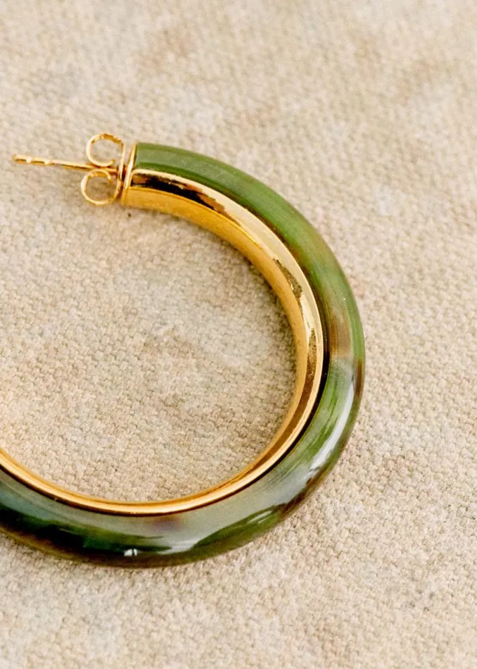 Szane Earrings Womens Cameron Hoops Olive Green