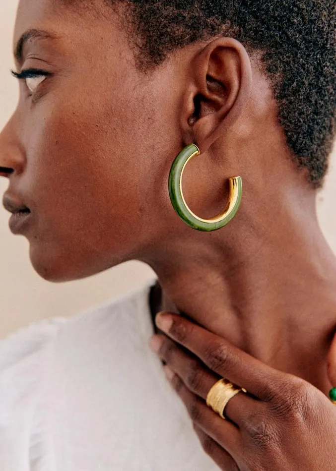 Szane Earrings Womens Cameron Hoops Olive Green