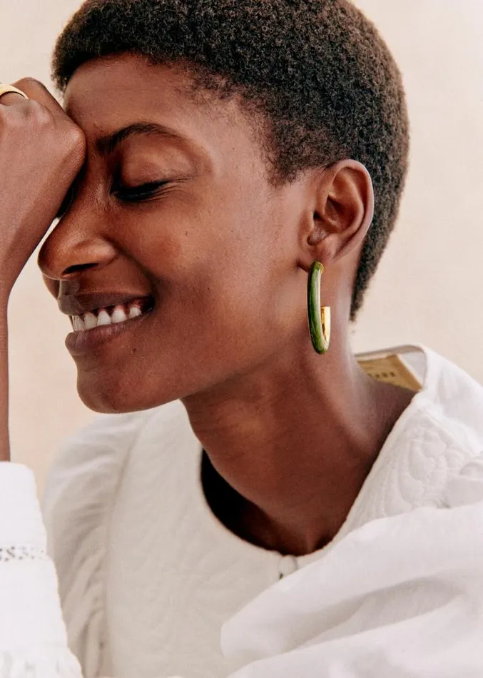 Szane Earrings Womens Cameron Hoops Olive Green