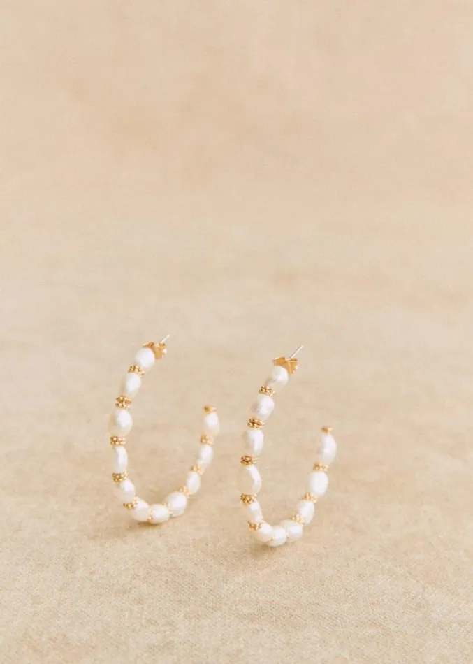 Szane Earrings Womens Milo Hoops Gold With Mother Of Pearl