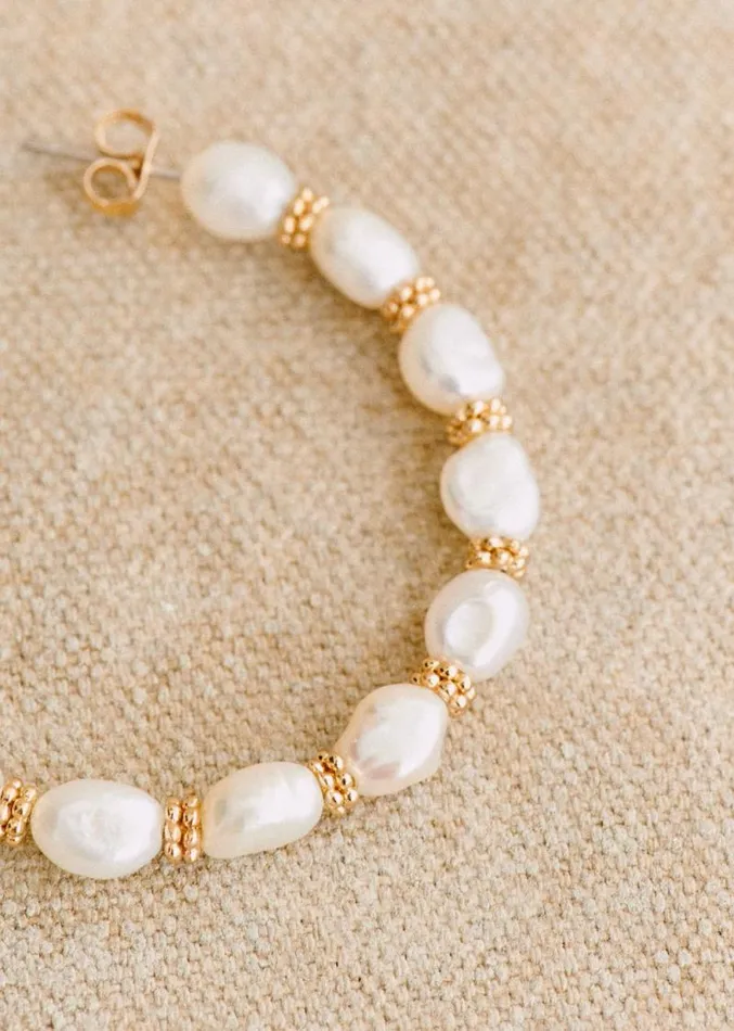 Szane Earrings Womens Milo Hoops Gold With Mother Of Pearl