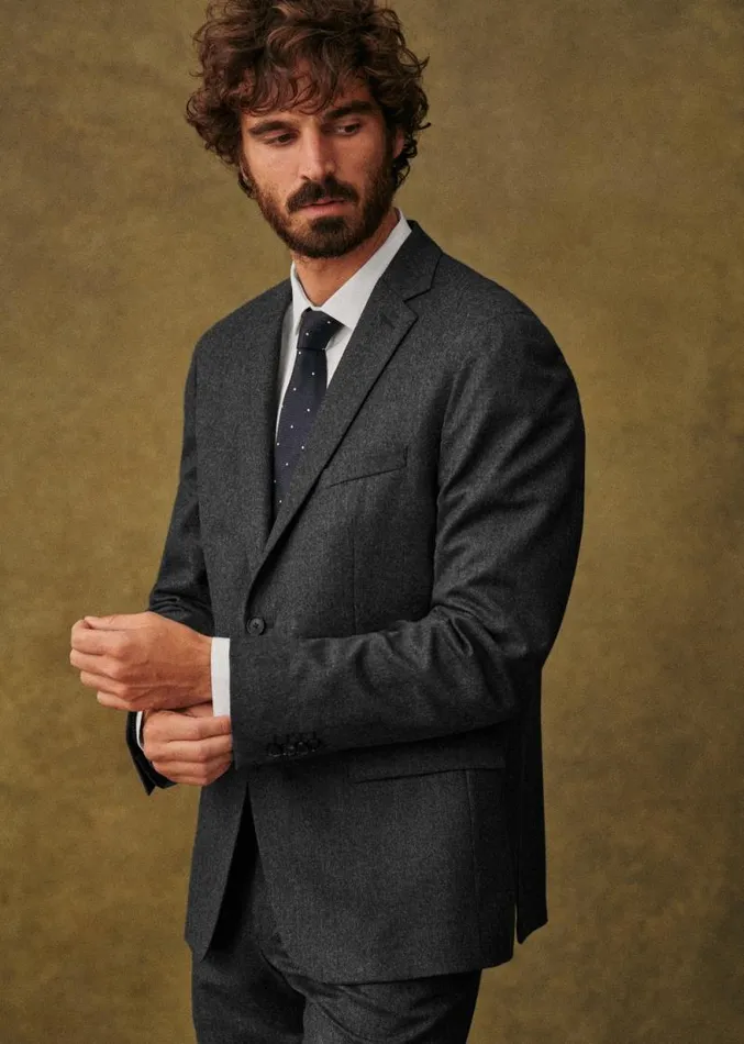Szane Jackets and Coats Mens Warren Jacket Grey Fulllength Twill