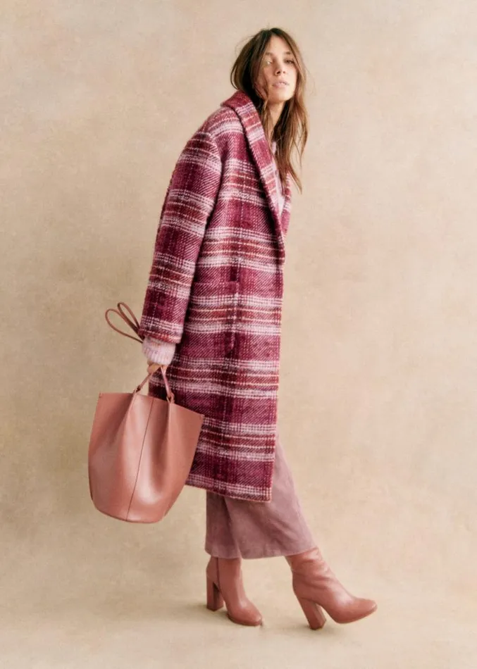Szane Jackets and Coats Womens Joe Coat Burgundy and Pink Tartan